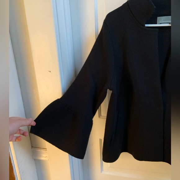 Anthropologie Black Knit Sweater Jacket Medium - Picture 3 of 5